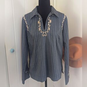 Sundance Embroidered Stripe Top 12 Coastal Cowgirl Boho Cottagecore Western
